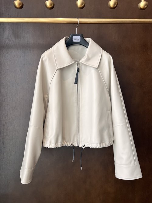 Loewe Retro-styled Jacket with Asymmetric Pleats in Soft Lambskin