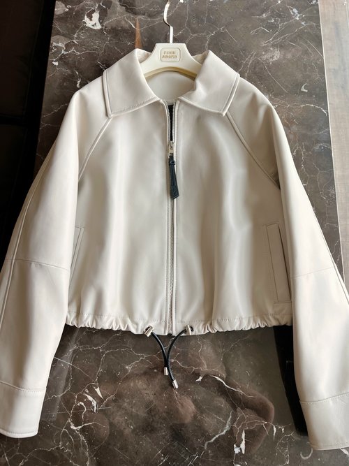 Loewe Retro-styled Jacket with Asymmetric Pleats in Soft Lambskin