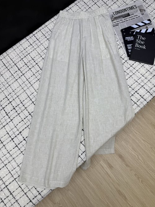 Loewe Unique Embroidered Logo Cotton-Linen Blend Trousers for Classic Look