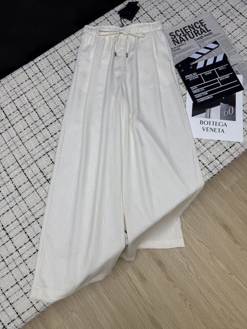 Prada Linen Pants with Classic Triangle Logo