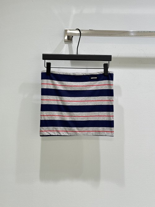 Miu Miu Stripe Contrast Logo Bustier Top, Modern and Layerable