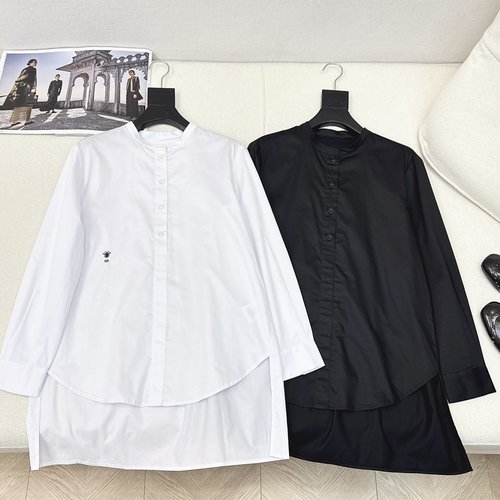 Dior Spring-Summer Bee Embroidery Round Neck Cotton Shirt