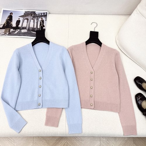 Dior Pearl Button Wool Knit Cardigan and Vest, Classic Elegance