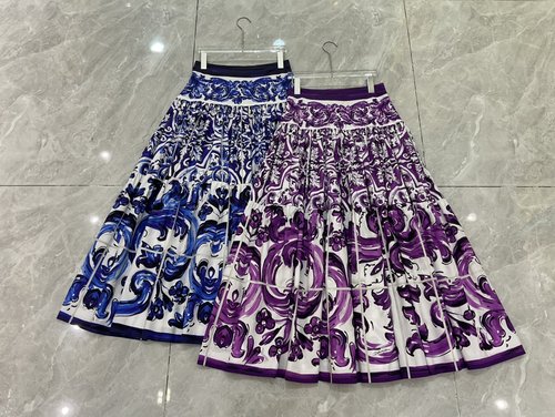 Dolce & Gabbana New Celadon Glaze Cotton Printed Swing Long Skirt