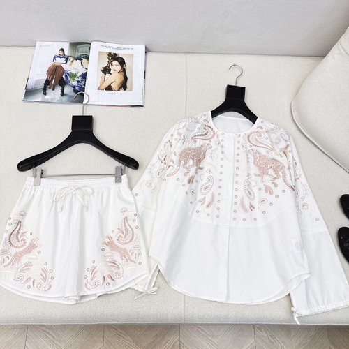 Hermes Luxurious Totem Suit with Sleeve Straps and Elastic-waist Shorts