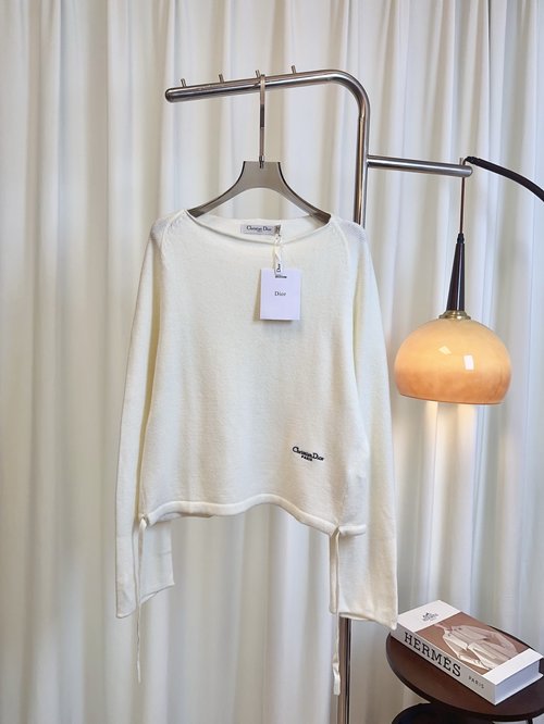 Dior Custom Knit Cashmere One-shoulder Top with Embroidered Logo, Sophisticated