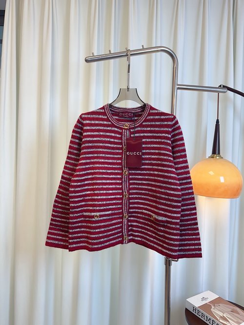 Gucci Custom Thick Wool Cardigan with Striped Design, Warm and Comforting