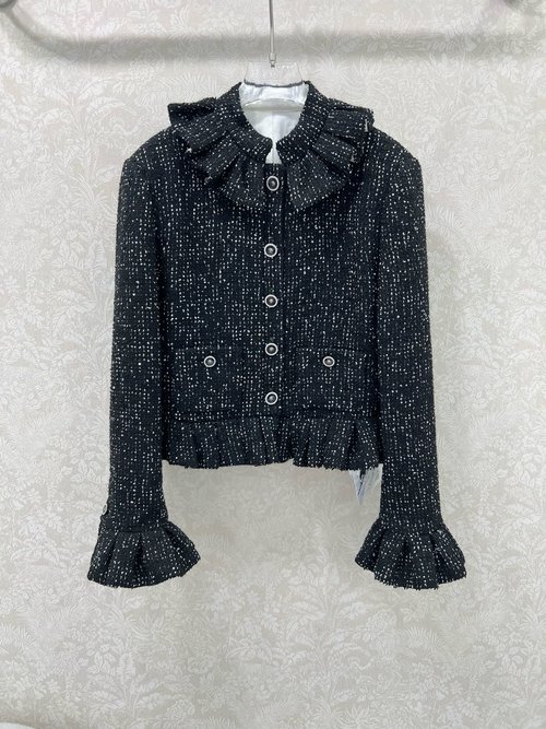 Chanel French Court Style Sequined Ruffled Jacket from High - end Workshop Series