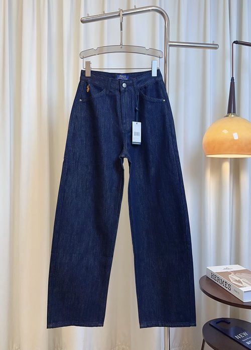 Polo Ralph Lauren Embroidered Logo Wide-Leg Jeans, Comfortable Design