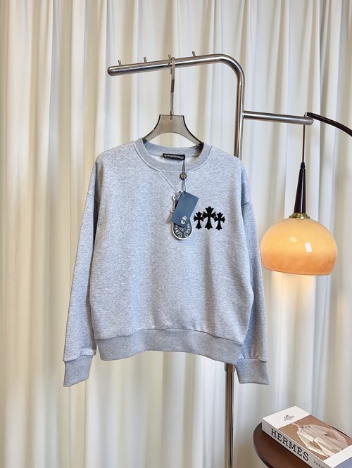 Chanel Flocked Logo Sweatshirt with Metal Decoration, Breathable and Comfortable