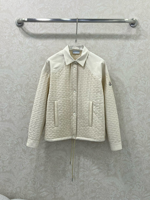 Moncler Geometric Quilted Thin Jacket with Drawstring Hem