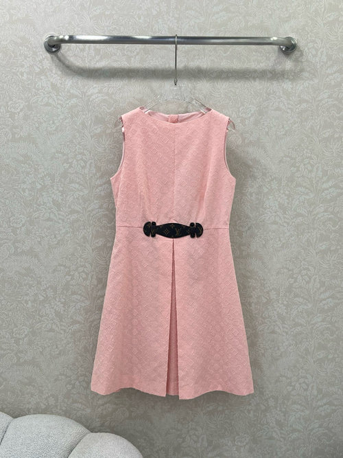 Louis Vuitton Pink Jacquard Tank Dress with Monogram Label, Stylish and Flattering