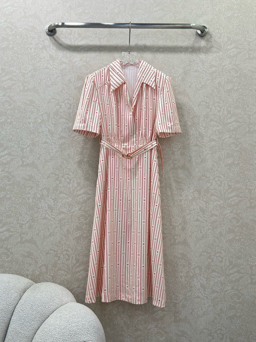 Louis Vuitton Stripe and Monogram Print Dress, Elegant and Slimming