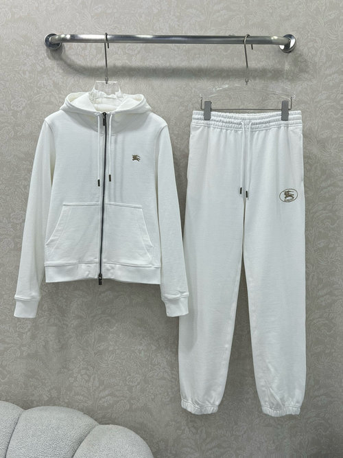 Burberry Premium Customized Cotton Zip-Up Jacket with Embroidered Trousers Set