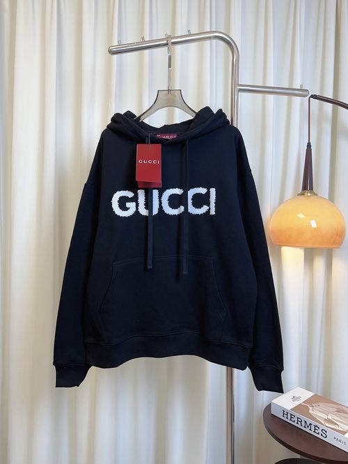 Gucci New Printed Logo Hoodie, Pure Cotton, Comfortable and Stylish
