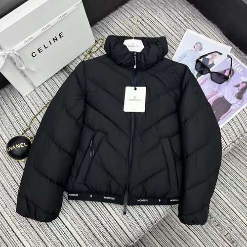Moncler Customized Down Jacket with Letter Print Tape and Sleeve Logo