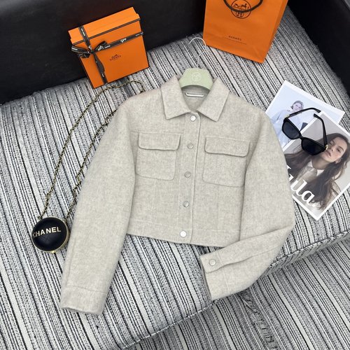 Hermes Double-Faced Cashmere Jacket with Denim Collar