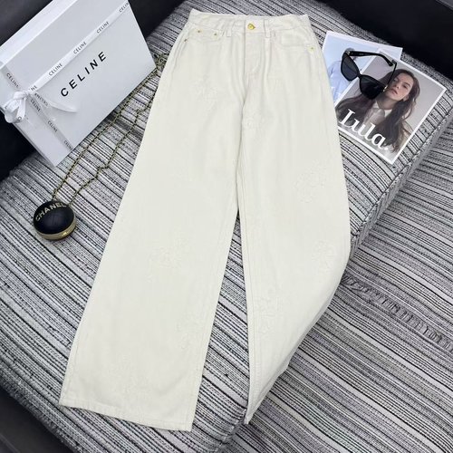 Chrome Hearts Autumn Cross Embossed Denim Straight Pants