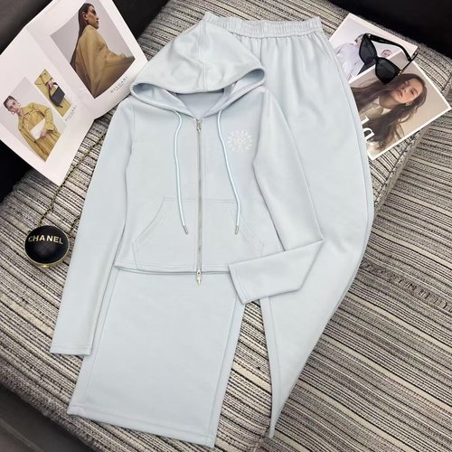 Chrome Hearts Hooded Slim Top and Wide-Leg Pants Set with Cross Print