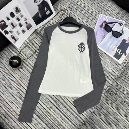 Chrome Hearts Recommended Early Autumn Cross Print Collared Long Sleeve T-shirt