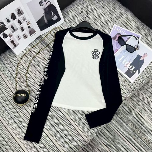 Chrome Hearts Recommended Early Autumn Cross Print Collared Long Sleeve T-shirt