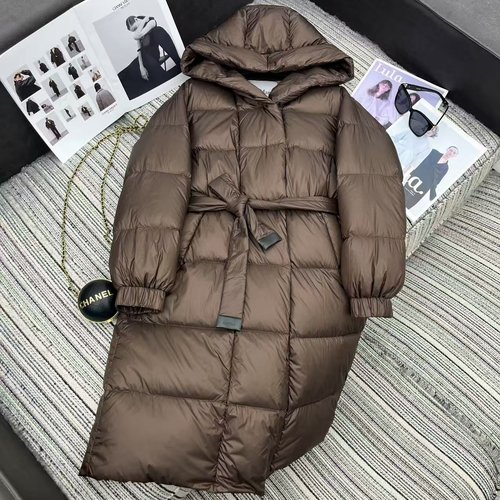 Max Mara Recommended Robe-Style Down Jacket with Belt for Autumn and Winter