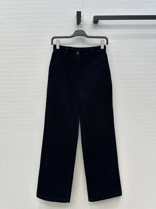 Miu Miu Exclusive Original Single Quality Embroidered Corduroy Straight-Leg Trousers