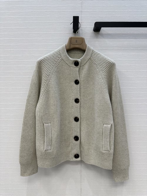 Brunello Cucinelli Exclusive Single-row Buttoned Round Neck Cashmere Knit Cardigan