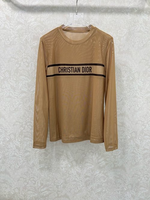 Dior Solid Color Mesh Base Layer with Letter Logo Print for Versatile Styling