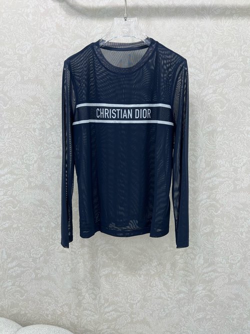 Dior Solid Color Mesh Base Layer with Letter Logo Print for Versatile Styling