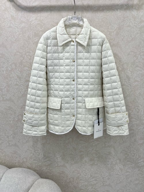 Moncler Epinal Square Check Collar Down Jacket