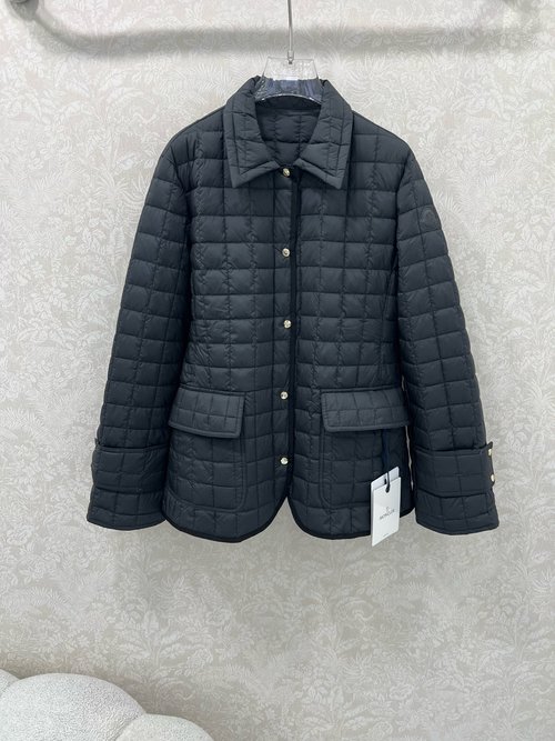 Moncler Epinal Square Check Collar Down Jacket