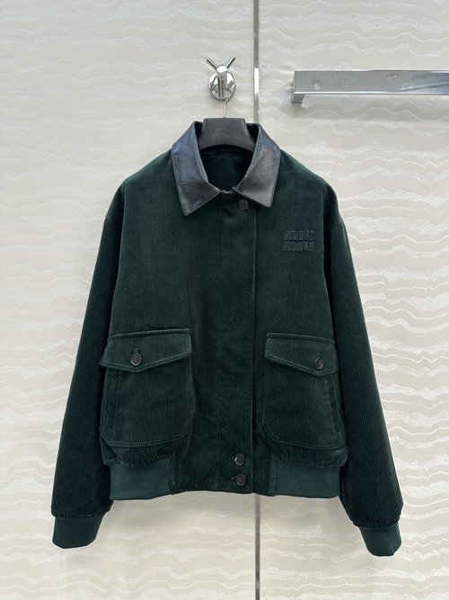 Miu Miu Miu-Inspired Corduroy Jacket with Sheepskin Collar: Classic College Charm