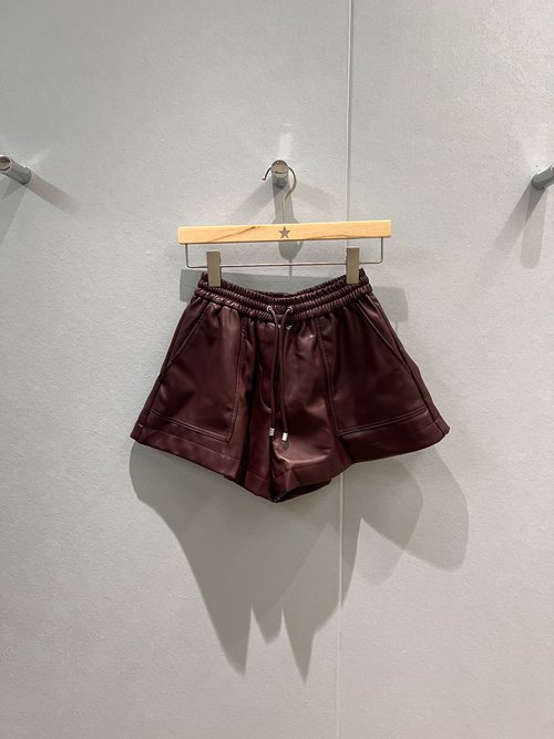 Loewe Elastic Waist A-Line Soft Versatile Faux Leather Shorts