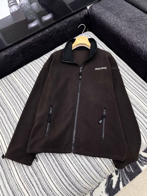 Miu Miu Popular Solid Custom Fleece Collar Coat for Practical Pairing