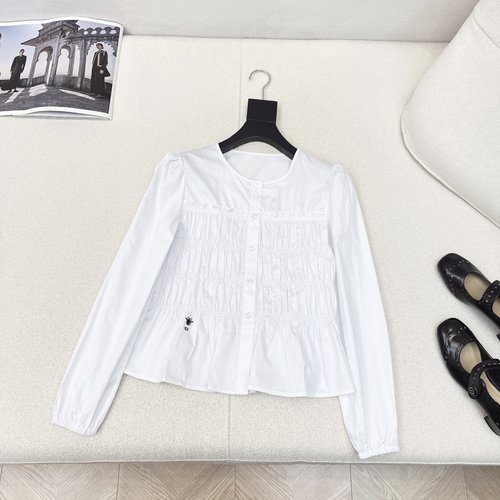 Dior Retro Elegant Bee Embroidery Cotton Shirt