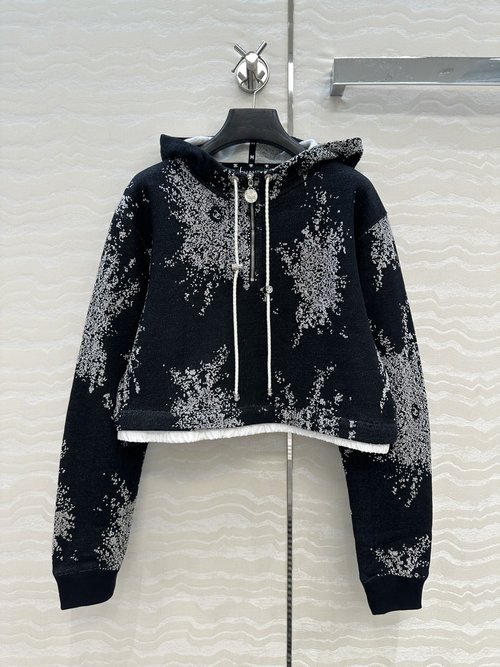 Chanel Original Fireworks Short Hooded Cotton Fleece Sweatshirt