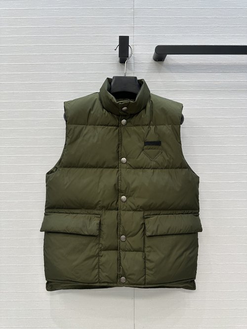 Prada American Street - style Down Vest with Metal Buttons for a Stylish Look