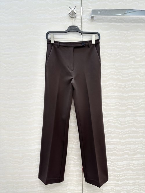 Miu Miu Bookish Low-Rise Straight-Leg Chestnut Pants with Embroidered Accents
