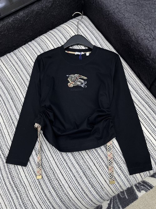 Burberry High - end Cotton Long - Sleeve T - shirt, Breathable and Versatile