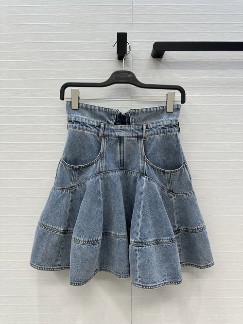 Zimmermann High-Waisted Flared Cotton Denim Short Skirt, Stylish and Versatile