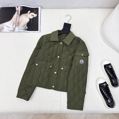 Moncler Classic Rhombus Quilted Short Cotton Jacket, Elegant and Warm