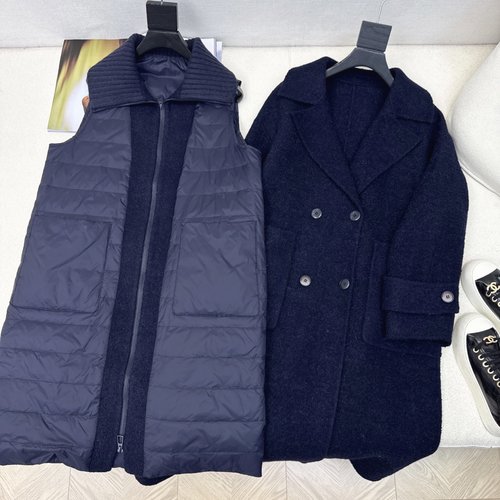 Max Mara Exclusive Detachable Cashmere Down Vest & Double-Breasted Coat