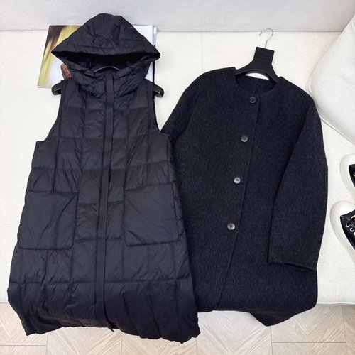 Max Mara Detachable Cashmere Down Vest and Coat Set