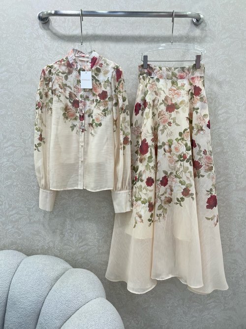 Zimmermann Rose Series Top and Skirt Set, High-End Details