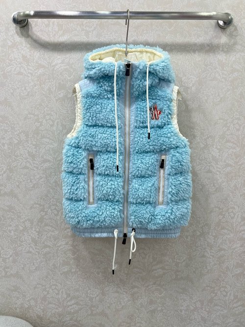 Moncler Faux Lamb Down Vest with Double Zippers for Skiing