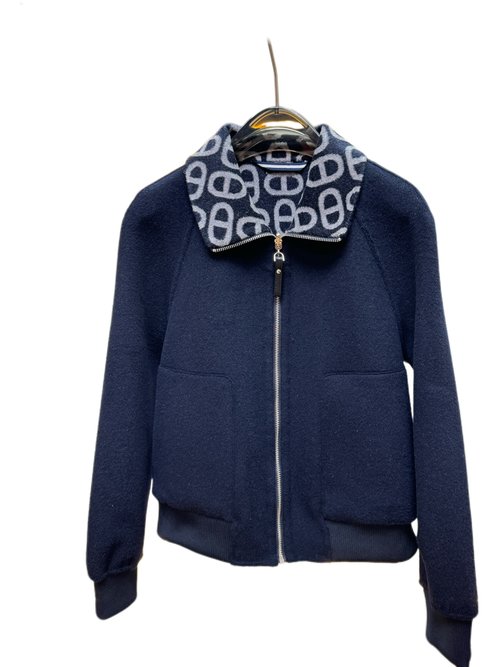 Hermes All-Cashmere Coat with Dust Bag in Blue