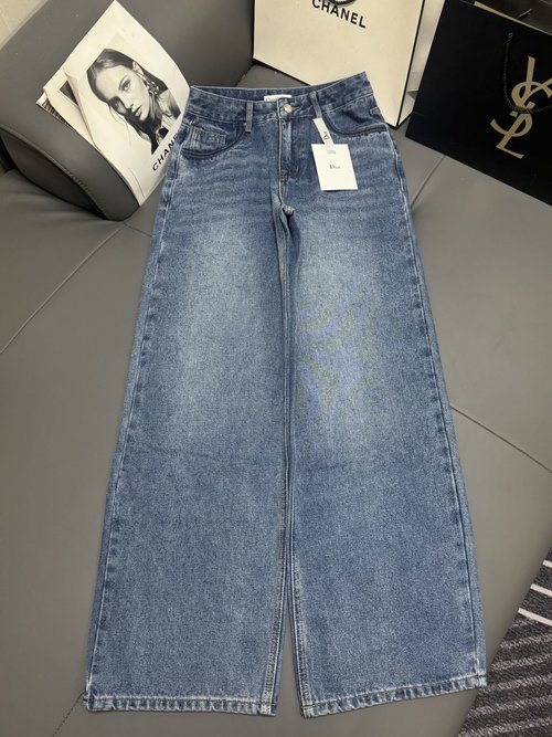 Dior New Straight-Leg Jeans, Embossed Letters on Soft Cotton