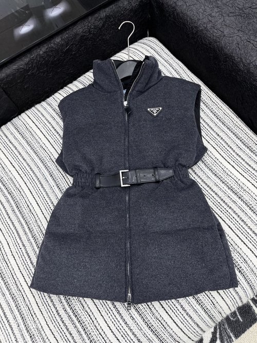 Prada Custom-Made Wool Waistcoat with Belt and Exclusive Hue