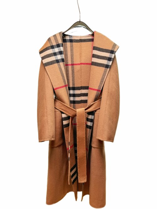Burberry Long-length Hooded Coat in Camel, Black and Dark Grey